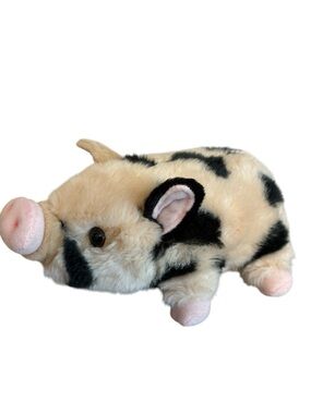 Aurora Moroni Tots Spotted Pot Bellied Pig Plush Cream And Black 10”